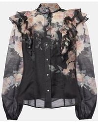 Zimmermann - Crush Frill-Trim Linen-Silk Blend Blouse - Lyst