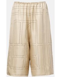 TOTEME - Embroidered Silk Satin Bermuda Shorts - Lyst