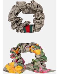 Gucci - GG Set Of 2 Silk Scrunchies - Lyst