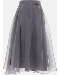 Brunello Cucinelli - High-rise Silk Midi Skirt - Lyst