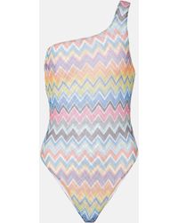 Missoni - One-Shoulder Zigzag Swimsuit - Lyst