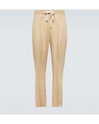 Brunello Cucinelli - Pantalones de lino y algodon - Lyst