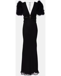 Alessandra Rich - Feather-Trimmed Silk Georgette Gown - Lyst