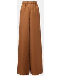 Max Mara - Onore Linen And Silk Twill Wide-Leg Pants - Lyst