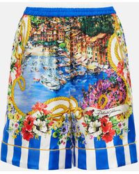 Dolce & Gabbana - Portofino High-rise Printed Silk Shorts - Lyst