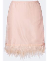 STAUD - Lark Feather-Trimmed Silk Miniskirt - Lyst
