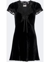 RIXO London - Lacie Lace-Trimmed Velvet Minidress - Lyst