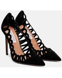Aquazzura - Peep 105 Scalloped Leather Pumps - Lyst