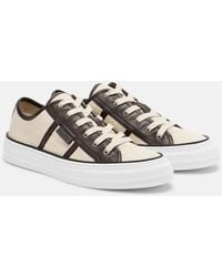 Brunello Cucinelli - Classic Leather-Trimmed Sneakers - Lyst