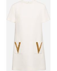 Valentino - Embellished Crepe Couture Minidress - Lyst