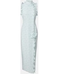 Alessandra Rich - Ruffled Bow-Detail Silk Maxi Dress - Lyst