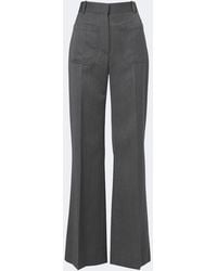 Victoria Beckham - Alina Herringbone Virgin Wool Wide-Leg Pants - Lyst
