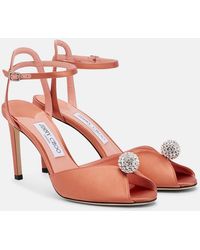 Jimmy Choo - Sacora Embellished Satin Sandals - Lyst