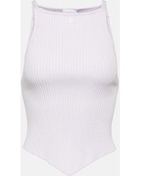 Courreges - Tank top in maglia a coste con logo - Lyst