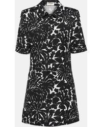 Saint Laurent - Floral Jersey Shirt Dress - Lyst