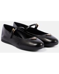 Prada - Logo Leather Ballerina Flat - Lyst