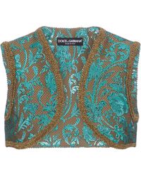 Dolce & Gabbana Synthetic Black Brocaded Vest in Blue Save 35% Womens Jackets Dolce & Gabbana Jackets 