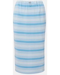 Prada - Striped Cotton Pique Pencil Skirt - Lyst