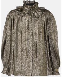 Chloé - Ruffled Lame Silk-Blend Blouse - Lyst