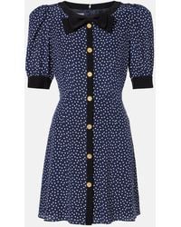 Alessandra Rich - Polka-Dot Printed Silk Minidress - Lyst