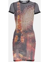 Jean Paul Gaultier - Bedrucktes Minikleid Pigalle Aus Mesh - Lyst