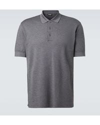 ZEGNA - Cotton And Silk Pique Polo Shirt - Lyst