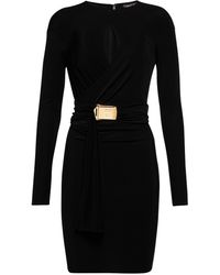 Tom Ford Belted Keyhole Jersey Minidress - Black