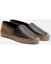 Brunello Cucinelli - Monili Leather And Suede Espadrilles - Lyst