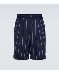 Brunello Cucinelli - Chalk Stripe Linen, Wool, And Silk-blend Shorts - Lyst