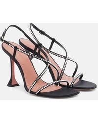 AMINA MUADDI - Sally Crystal-Embellished Satin Sandals - Lyst