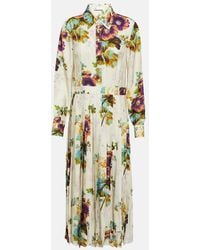 Tory Burch - Robe Chemise En Satin A Fleurs - Lyst