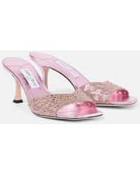 Jimmy Choo - Skye 70 Embellished Suede Mules - Lyst
