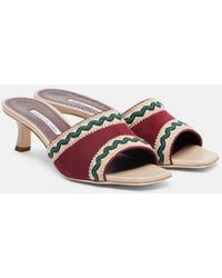 Manolo Blahnik - Marebis 50 Embroidered Suede Mules - Lyst