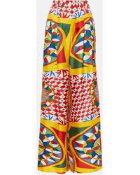 Dolce & Gabbana - Pantalon ample Carretto a taille haute en soie - Lyst