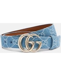 Gucci - Gg Marmont Canvas Denim Belt - Lyst