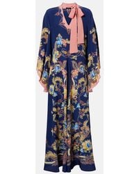 Etro - Paisley Tie-Neck Silk Maxi Dress - Lyst