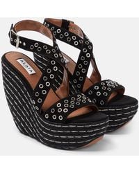 Alaïa - Alaia Embellished Suede Wedge Sandals - Lyst