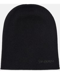Saint Laurent - Cuffia in cashmere nero - Lyst