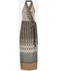 Brunello Cucinelli - Printed Halterneck Silk Maxi Dress - Lyst