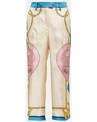 Etro - Printed High-rise Cropped Silk Pants - Lyst