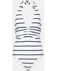 Heidi Klein - Core U-bar Striped Halterneck Swimsuit - Lyst