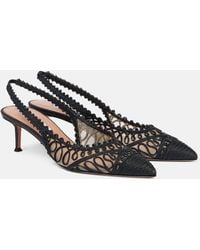 Aquazzura - Kahlo 50 Raffia-Effect Slingback Pumps - Lyst