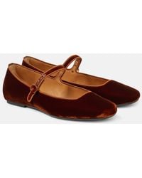 Tod's - Velvet Mary Jane Flats - Lyst