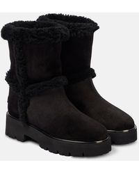 Aquazzura - Teddi Shearling-Trimmed Leather Booties - Lyst