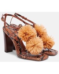 Ulla Johnson - Isolde Raffia-Trimmed Leather Sandals - Lyst