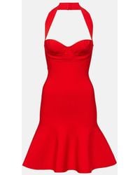 Alaïa - Ribbed-Knit Halterneck Minidress - Lyst