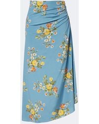 Veronica Beard - Limani Ruched Floral Silk-Blend Midi Skirt - Lyst