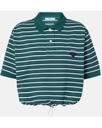 Prada - Cotton Fabric Logo Striped Polo Shirt - Lyst