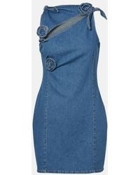 Coperni - Floral-Applique Cutout Denim Minidress - Lyst