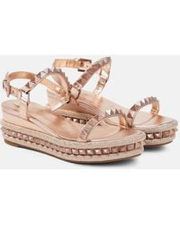 Christian Louboutin - Pyra Clou Leather Espadrille Wedges - Lyst